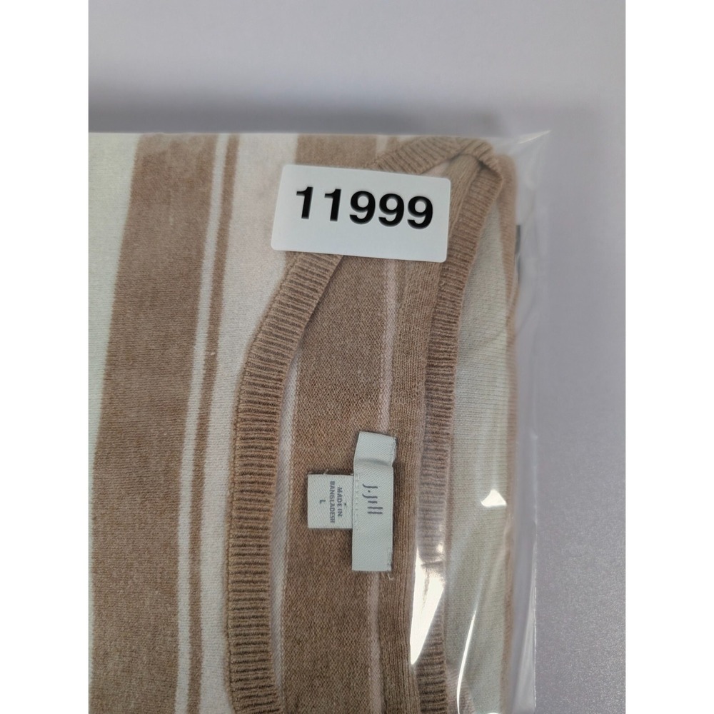 J Jill Sweater Women's Large Beige Multicolor Striped‎ Pullover Sweater - Picture 11 of 11